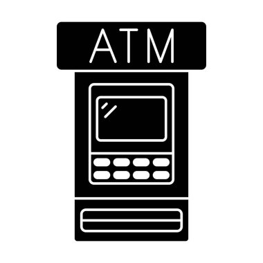 Beyaz arkaplanda ATM makine simgesi vektörü