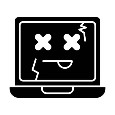 Bilgisayar beyaz arkaplanda kırık simge vektörü