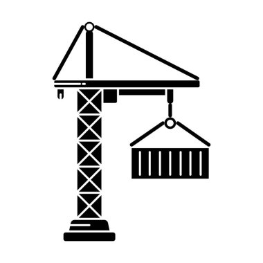 Beyaz arkaplanda Crane simgesi vektörü