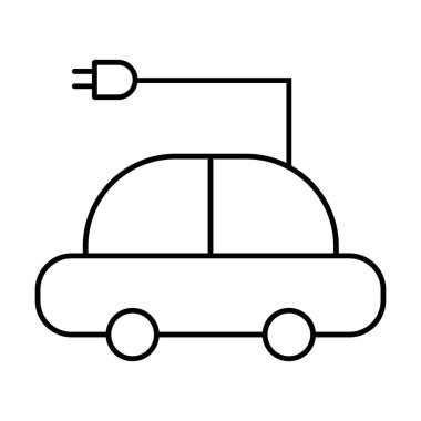 Beyaz arkaplanda elektrikli araba simgesi vektörü