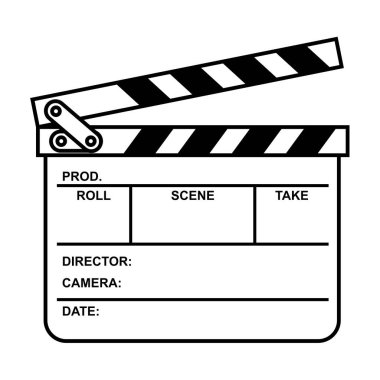 Movie Clapper Board Slate Icon for Logo and More clipart