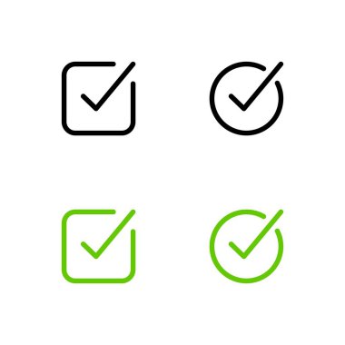 İşaretleme simgesi seti. İşaretleme kutusu simgesi. Simge onaylandı. Evet simge.