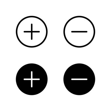 Artı ve Minus ikonu. Simge ekle ve Kaldır.