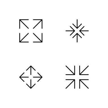 Simge setini genişlet. Tam ekran simgesi vektörü.