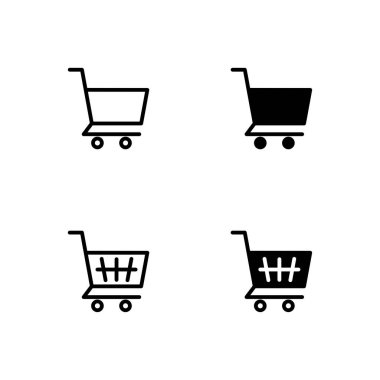 Alışveriş arabası ikonu seti. Trolley ikonu. Alışveriş simgesi. 