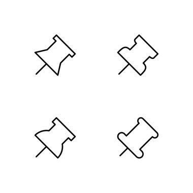Pushpin simgesi seti. Pin vektör simgesi ayarlandı.