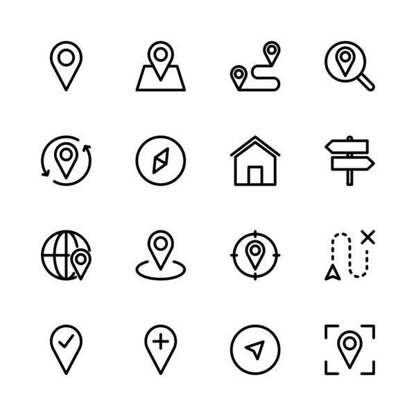 Набор значков местоположения. Набор значков местоположения. Значки значка карты. Набор икон.