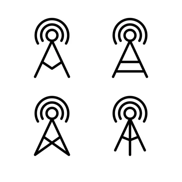 Radyo anten simgesi ayarlandı. Kule simgesi. Anten simgesi.