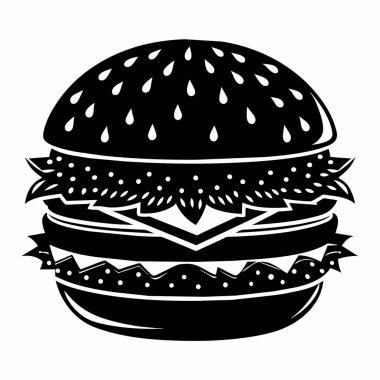 Burger siluet tasarım vektör çizimi
