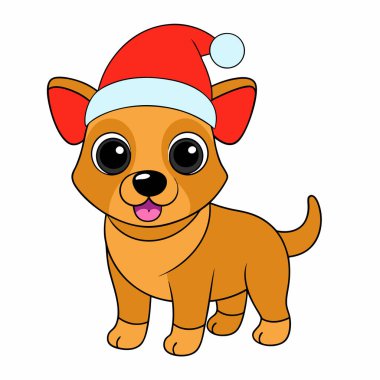 Noel Baba Şapkalı Komik Noel Köpeği