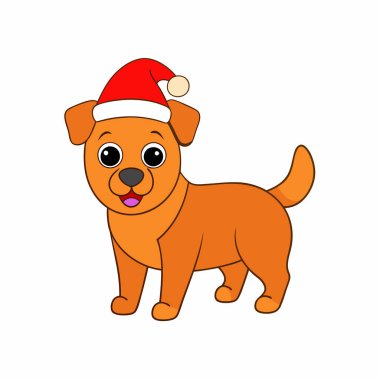 Funny Christmas Dog with Santa Claus Hat clipart