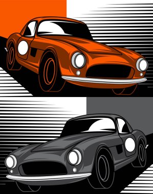 Klasik Amerikan spor arabaları ve soyut arkaplan