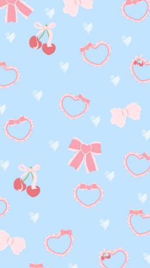 Mavi arka planda sevimli pembe kalpleri olan kusursuz bir desen..