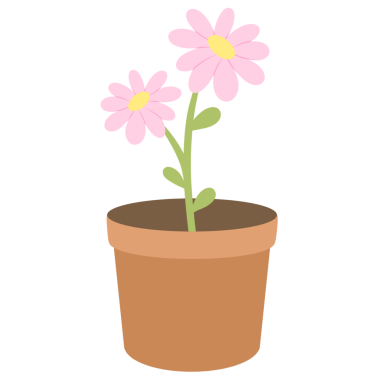 Saksıdaki çiçek. Düz vektör çizimi. Bahçe teması