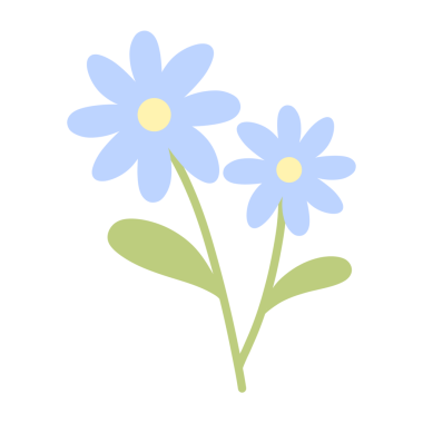 Beyaz arkaplanda sevimli çiçekler