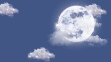 Bulutlardaki ay. Ay bulutlarda uçuyor..