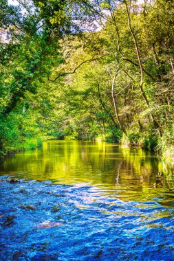 Fransız Occitania 'daki Orbieu Nehri. Kaynağı Aude 'deki Corbires' te..