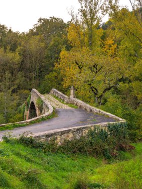 Fransa 'da Aveyron' da küçük bir köy köprüsü