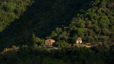 Corsican villages and typical landscapes in France clipart