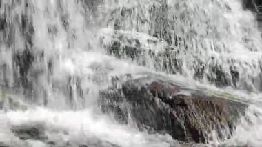 Saint Denis, Aude 'deki Alzeau Nehri şelalesinin 20 saniyelik bir videosu. Fransa 'nın güneyinde kayaların arasına bir şelale kurulmuş..