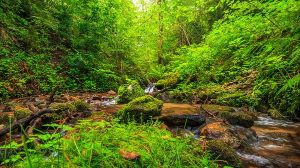 Escouloubres Vadisi 'nin manzarası karın altında, Pireneler' de, Fransa 'da