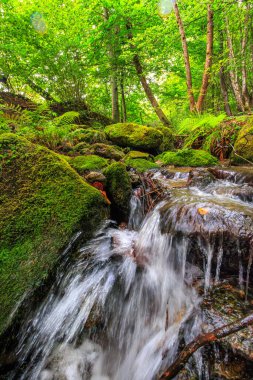 Escouloubres Vadisi 'nin manzarası karın altında, Pireneler' de, Fransa 'da