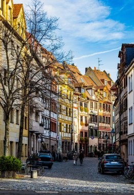 Nuremberg şehrinin eski bir kasabası. Sonbahar Almanya..