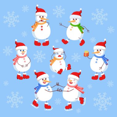 Kardan adam ve Noel Ağacı. Denizci Sınırı. Vektör illüstrasyonu