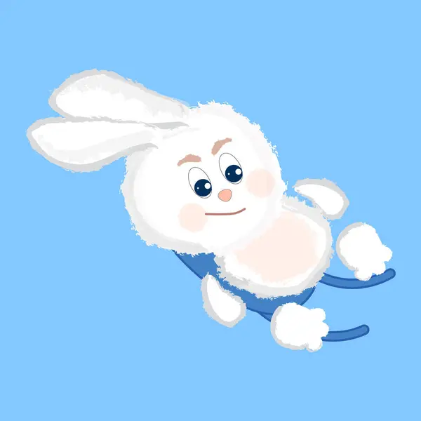 stock vector Cute fluffy luger bunny sitting on his sled.