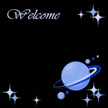 Kozmos temalı daveti kopyalama alanı ile siyah arkaplan üzerine.