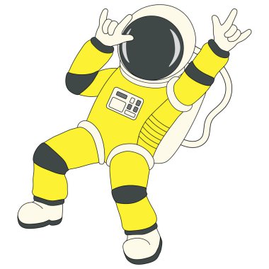 Mutlu astronot üç parmağıyla seni seviyorum işareti yapıyor..