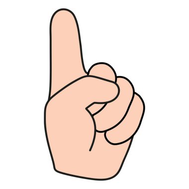 İşaret parmağı yukarı bakıyor. Sol elin ustabaşısı. Çizgi film vektör illüstrasyonu