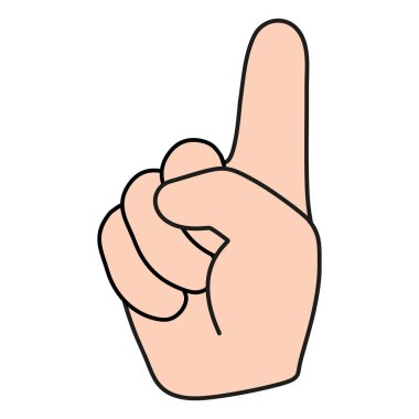 İşaret parmağı yukarı bakıyor. Sağ kolun forefingi. Çizgi film vektör illüstrasyonu