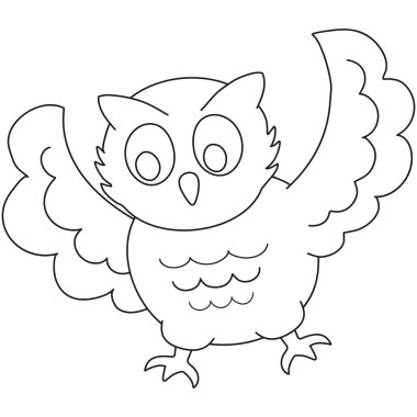 Kanatları açık baykuşlar. Siyah ve beyaz.