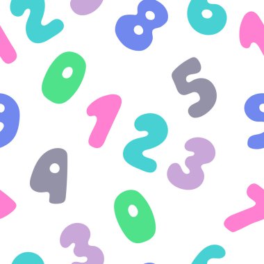 Beyaz arkaplanda renksiz sayılar var. Çocuklar için vektör illüstrasyonu