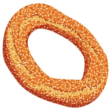 Freshly baked round bread roll from Thessaloniki (Koulouri) with sesame. Food vector illustration clipart