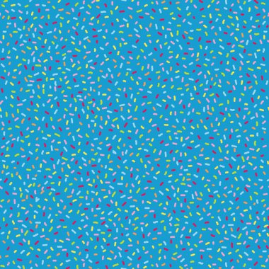 Parti dekorasyonu, ev ya da mutfak dekorasyonu ya da yorgan kumaşı için harika mavi arkaplana saçılmış renkli parti konfetileri..