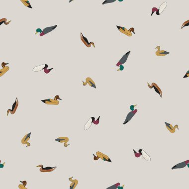 Tebeşir grisi bir zemine atılmış ördekler gibi eski moda ördekler ev dekorasyonu, yorgan ve giysi kumaşları ya da kağıt ürünleri için mükemmel bir iz bırakır..