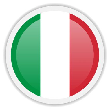 İtalya bayrak ikonu. Vurgulanmış daire simgesi beyaz arkaplanda izole edildi. Vektör illüstrasyonu, EPS10