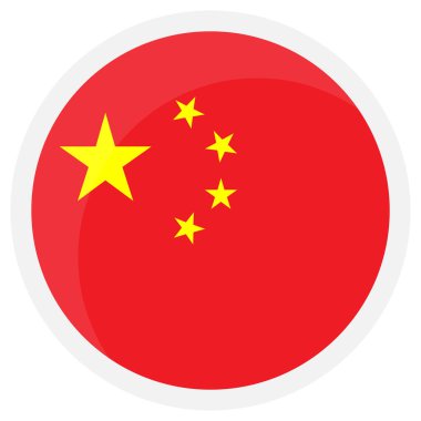 Çin bayrağı ikonu. Şeffaf arkaplanda daire simgesi. Vektör simgesi, EPS10