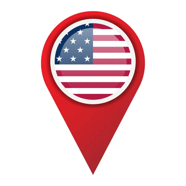 stock vector Location pin with flag of the United States. Glossy location pin marker isolated on white background. 