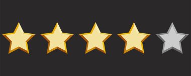 Altın yıldızlı müşteri deneyimi ve dört yıldızlı memnuniyet derecesi. Mobil uygulamalar, UI ve web tasarımı için vektör simgeleri, EPS10