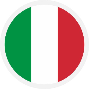 İtalya bayrak vektör yuvarlak simgesi. Şeffaf arkaplanda daire simgesi. Mobil uygulamalar, UI ve web tasarımı için düz simge. EPS10