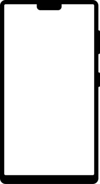 Şeffaf arkaplanı beyaz ekranlı boş bir akıllı telefon. Siyah akıllı telefon siluet simgesi. ESP10 