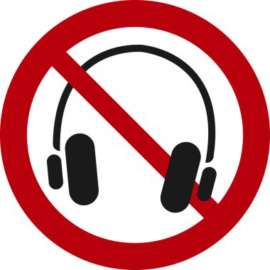 Basit yasaklama işaretlerine izin verilmiyor. Kulaklıklar işaretli. Vektör illüstrasyonu, EPS10