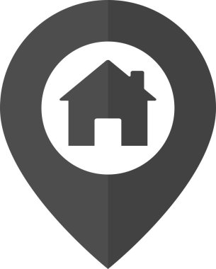 Harita broşlu bir ev. Şeffaf arka planda ev lokasyonu. Konum haritası vektör simgesi