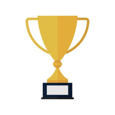 Beyaz arka planda izole edilmiş altın kupa. Düz stil. Uygulamalar, UI ve web tasarımı için vektör simgesi.