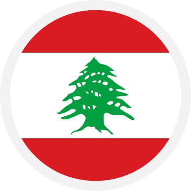 Lübnan bayrağı. Şeffaf arkaplanda daire simgesi. Vektör simgesi, EPS10