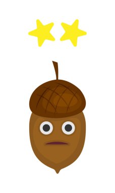 Müşteri, meşe palamudu karakteri ve iki sarı dereceli yıldızla resimleme deneyimi yaşıyor. İki yıldız memnuniyet derecesi. Vektör illüstrasyonu beyaz arkaplanda izole edildi