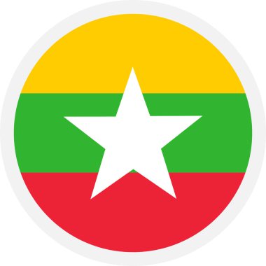 Myanmar bayrağı. Şeffaf arkaplanda yuvarlak simge